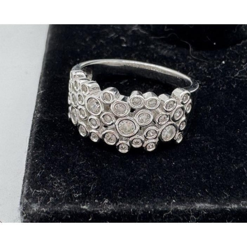 Sterling Silver Cubic Zirconia Bubble Cluster Cocktail Ring Sz‎ 8 Signed 925